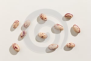 Sugar Bean legume. Top view of scattered grains. photo