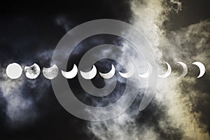 Phases of annular solar eclipse in Mexico City, 14 October 2023 from Condesa and Roma Norte