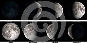 The phases of The Moon. Elements of this image were furnished by NASA