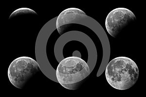 Phases of a partial eclipse of the moon