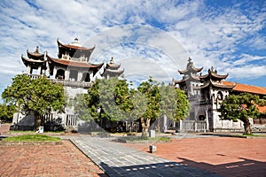 Phat Diem cathedral under blue sky in Ninh Binh, Vietnam