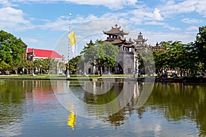 Phat Diem cathedral under blue sky in Ninh Binh, Vietnam
