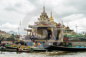 Phaung Daw U Pagoda, an important Buddhist temple site in Inle Lake, important for religious Burmese
