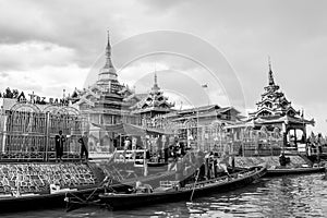 Phaung Daw U Pagoda, an important Buddhist temple site in Inle Lake, important for religious Burmese