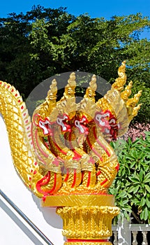 Phaya Naga guarding the Temple Wat in Thailand