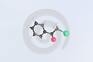 Phenacyl bromide molecule, isolated molecular model. 3D rendering