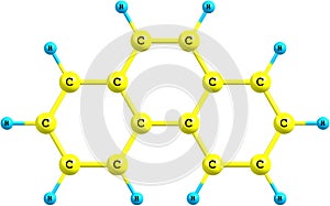 Phenanthrene molecule structural model on white