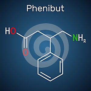 Phenibut molecule. It is central nervous system depressant with anxiolytic and sedative effects. Structural chemical