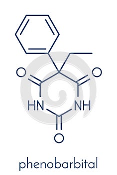 Phenobarbital barbiturate anticonvulsant epilepsy drug, chemical structure Skeletal formula.