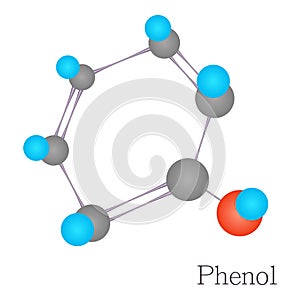 Phenol 3D molecule chemical science, cartoon style