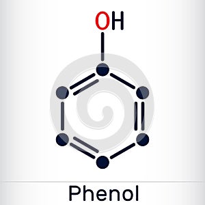 Phenol, carbolic acid molecule. Skeletal chemical formula.