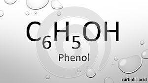 Phenol formula on waterdrop background