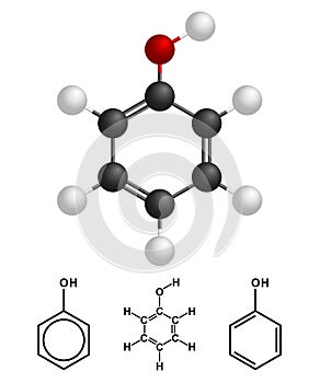 Phenol Structure, formula isolated on white background. Vector Illustration.
