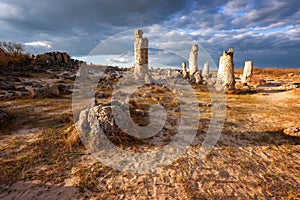 Phenomenon rock formations in Bulgaria around Varna - Pobiti kamani. National tourism place.