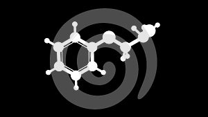 Phenoxyethanol molecule 3D render.