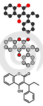 Phenprocoumon anticoagulant drug molecule (vitamin K antagonist