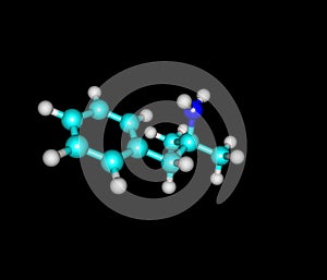 Phentermine molecule isolated on black