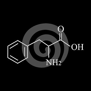 Phenylalanine is an amino acid. Chemical molecular formula Phenylalanine Amino Acid. Vector illustration on isolated