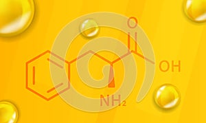 Phenylalanine chemical formula. Phenylalanine 3D Realistic chemical molecular structure photo