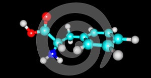 Phenylalanine molecular structure isolated on black photo