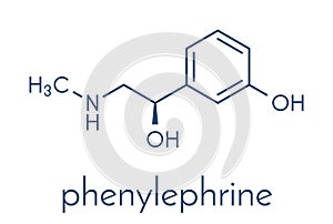 Phenylephrine nasal decongestant drug molecule. Skeletal formula. photo