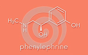 Phenylephrine nasal decongestant drug molecule. Skeletal formula.