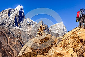 Pheriche  valley view with Himalayan mountain peaks, Dingboche, Nepal