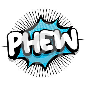 phew Comic book explosion bubble vector illustration