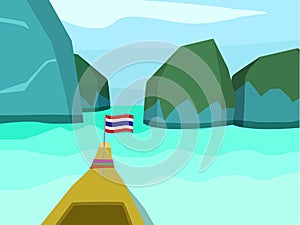 Phi phi island in flat style, vector landscape