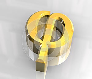 Phi symbol in gold (3d)