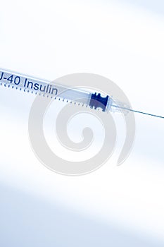 Phials of insulin medication U-40 syringe