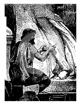 Phidias in His Study, vintage illustration