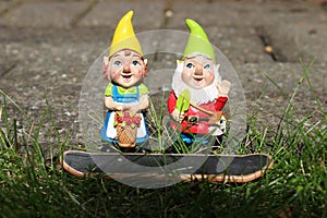 Phil and Jill gnome in the garden