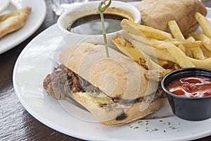 Philadelphia Beef Cheese Steak Sandwich Closeup