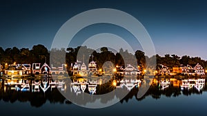 Philadelphia Boathouse Row by night