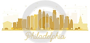 Philadelphia City skyline golden silhouette.