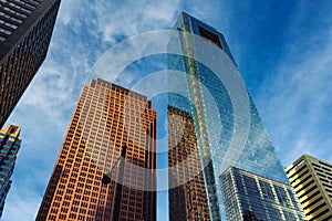 Philadelphia downtown skyscrapers view with reflections in glass