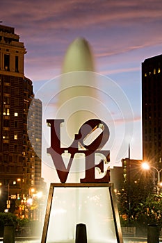 Philadelphia Love park at night