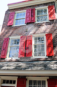 PHILADELPHIA, PA - MAY 14: The historic Old City in Philadelphia, Pennsylvania. Elfreth`s Alley, referred to as the