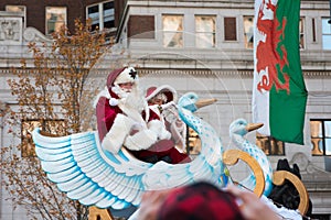 Philadelphia, PA - November 23, 2017: Santa Claus at Annual Thanksgiving Day Parade in Center City Philadelphia, PA