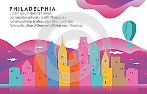Philadelphia Pennsylvania City Building Cityscape Skyline Dynamic Background Illustration