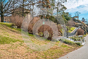 Philadelphia, Pennsylvania, USA - December, 2018 - View from Fairmount Water Works Garden, Philadelphia Art Museum