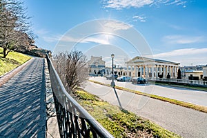 Philadelphia, Pennsylvania, USA - December, 2018 - View from Fairmount Water Works Garden, Philadelphia Art Museum