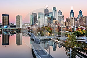 Philadelphia, Pennsylvania, USA Downtown Skyline on the Schuylkill River