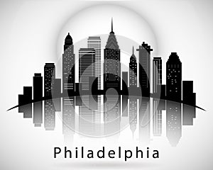 Philadelphia silhouette, Pennsylvania United States of America States. City Skyline