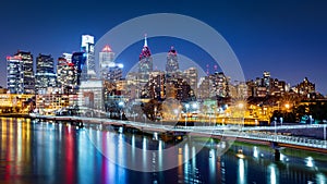 Philadelphia skyline by night