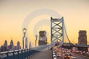 Philadelphia skyline at sunset