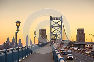 Philadelphia skyline at sunset