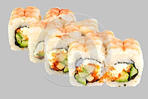 Philadelphia Sushi Roll Shrimp Cucumber Masago Caviar with Philadelphia