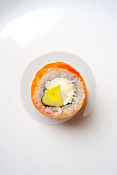 Philadelphia sushi roll with smoked salmon and avocado and cream cheese